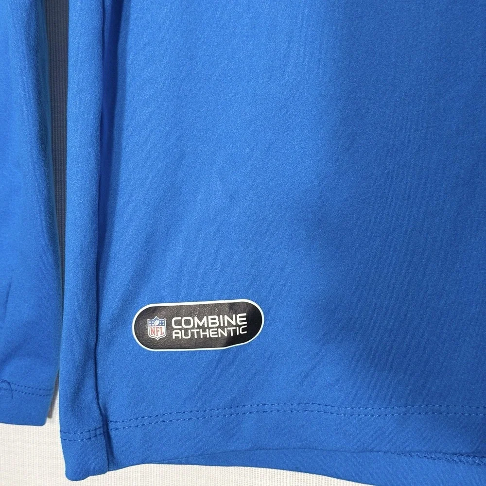 NFL Combine Detroit Lions Mens S Quarter Zip‎ Pullover Blue Stretch Activewear